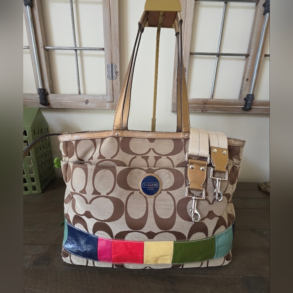 Coach Legacy Stripe Y2K Signature Tote Bag/Diaper/Laptop Bag/Crossbody Strap